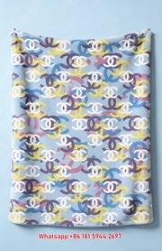 Chanel Multicolor CC Logo Flannel Throw Blanket IMG_7087